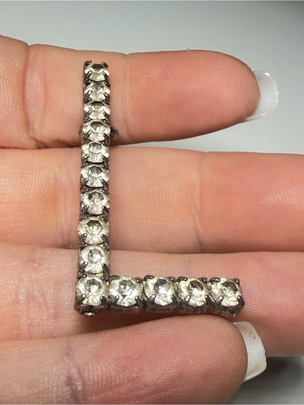 Letter L Rhinestone Brooch Initial Vintage Pin 1.75 inches - Picture 3 of 7